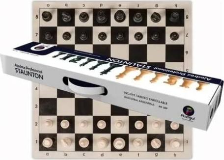 Ajedrez Profesional Staunton c/Tablero Vinilico Enrollable Estuche Carry
